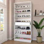 Sapateira Vertical Rubi 2 Portas com Espelho e Gaveta - 100% MDF Branco [15 Pares]